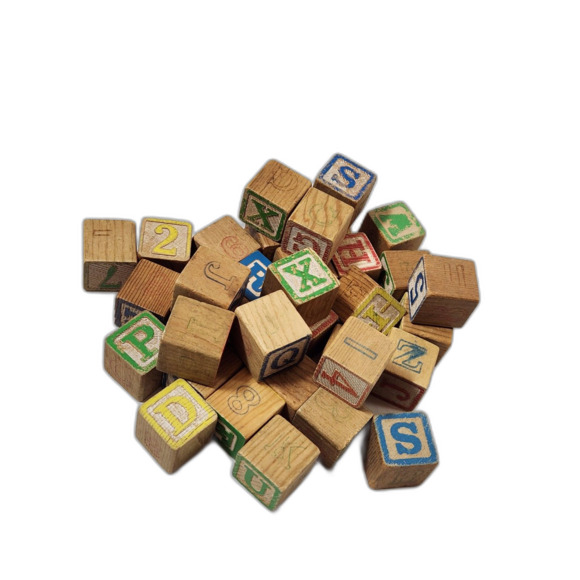Alphabet Blocks | Letters & Numbers | Vintage Wooden Blocks - Picture 2 of 4